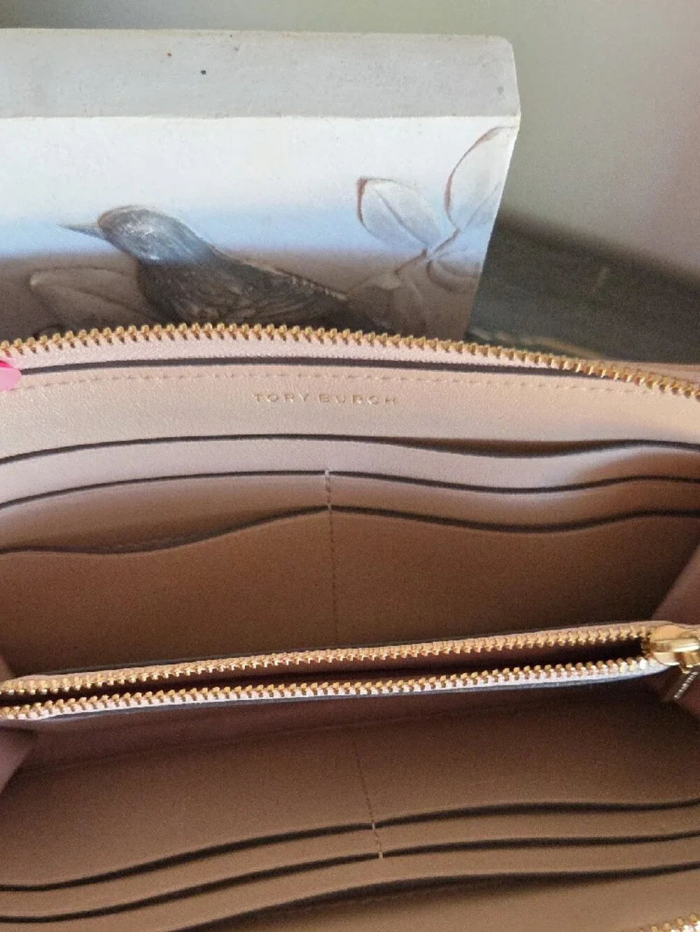 Tory Burch Kira Chevron Quilted Zip Continental Wallet Beige or Almond Shade